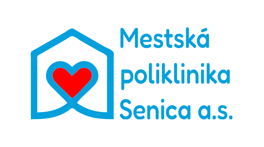 Logo Mestská poliklinika Senica a.s. so symbolom srdca v domčeku